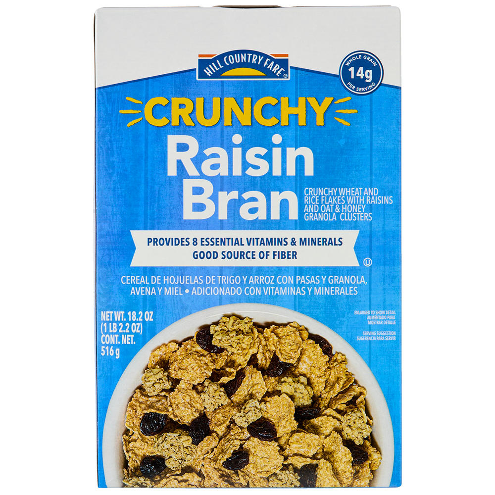 Hill Country Fare Crunchy Raisin Bran Cereal, 18.2 oz
