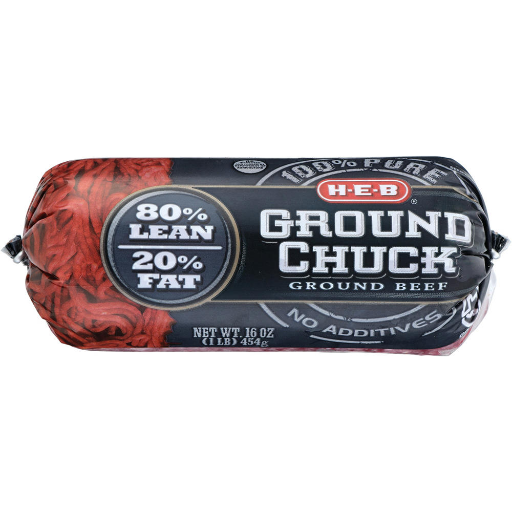 H-E-B 100% Pure Ground Beef Chuck, 80% Lean, 1 lb