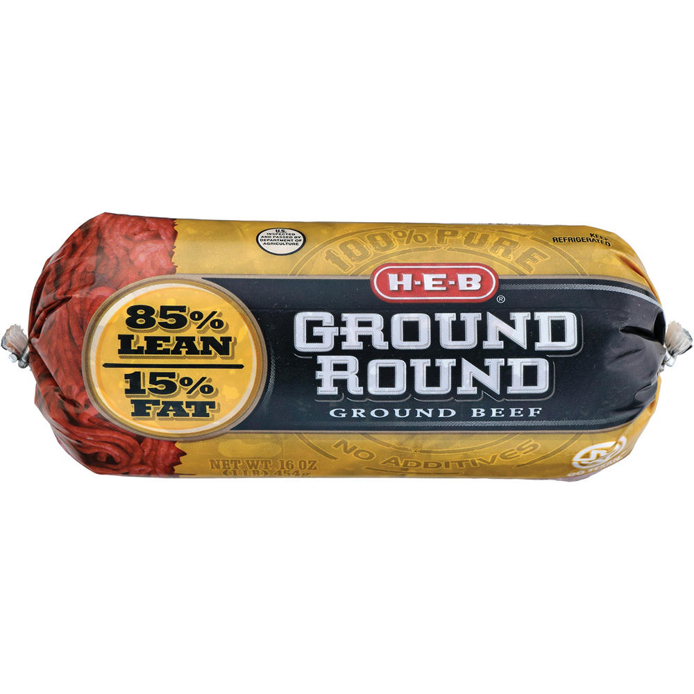 H-E-B 100% Pure Ground Beef Round, 85% Lean, 1 lb