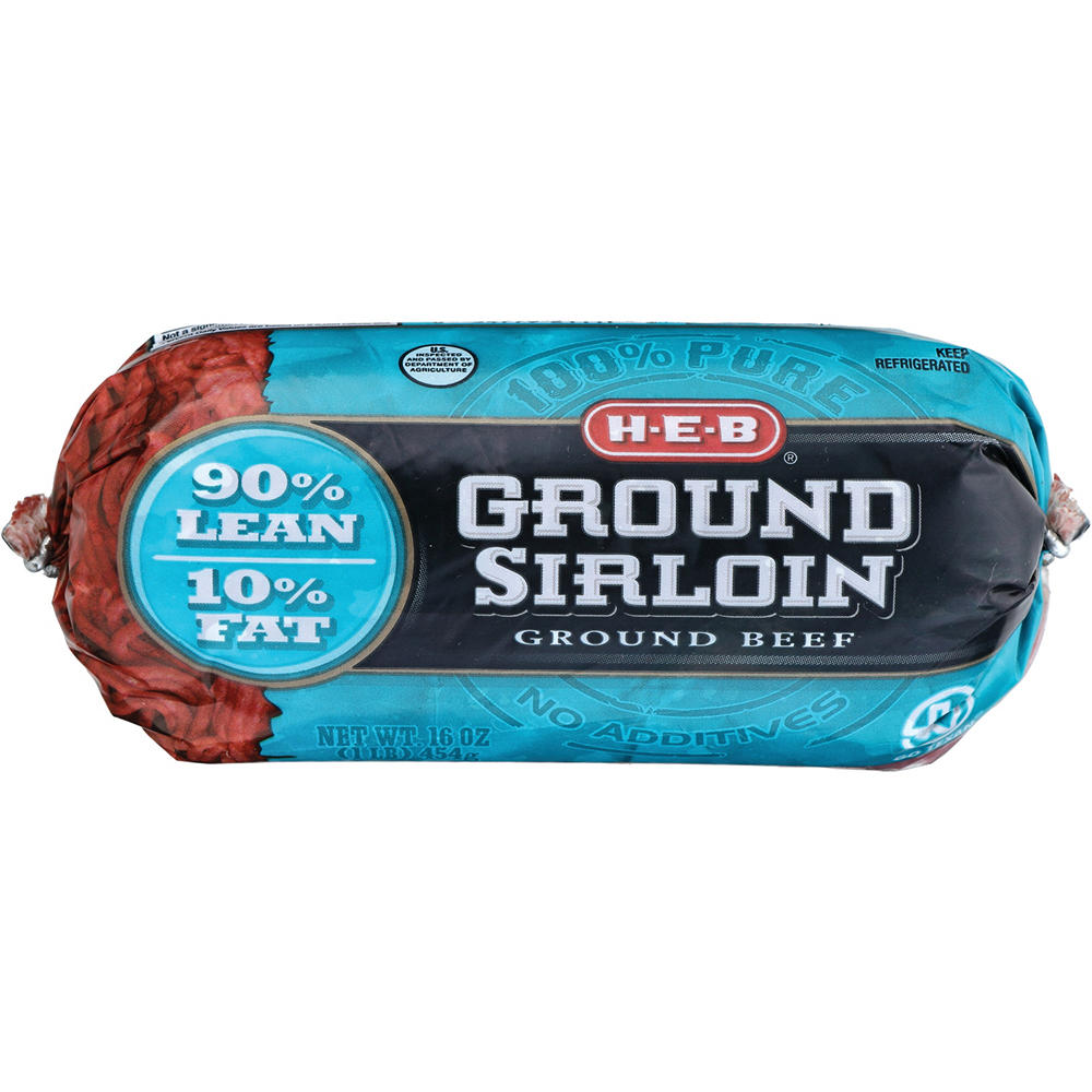 H-E-B 100% Pure Ground Beef Sirloin, 90% Lean, 1 lb