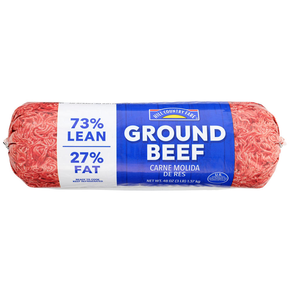 Hill Country Fare Ground Beef, 73% Lean, 3 lb