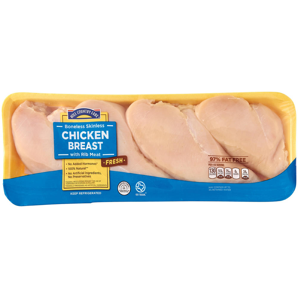 Hill Country Fare Boneless Skinless Chicken Breasts, Avg. 3.15 lbs