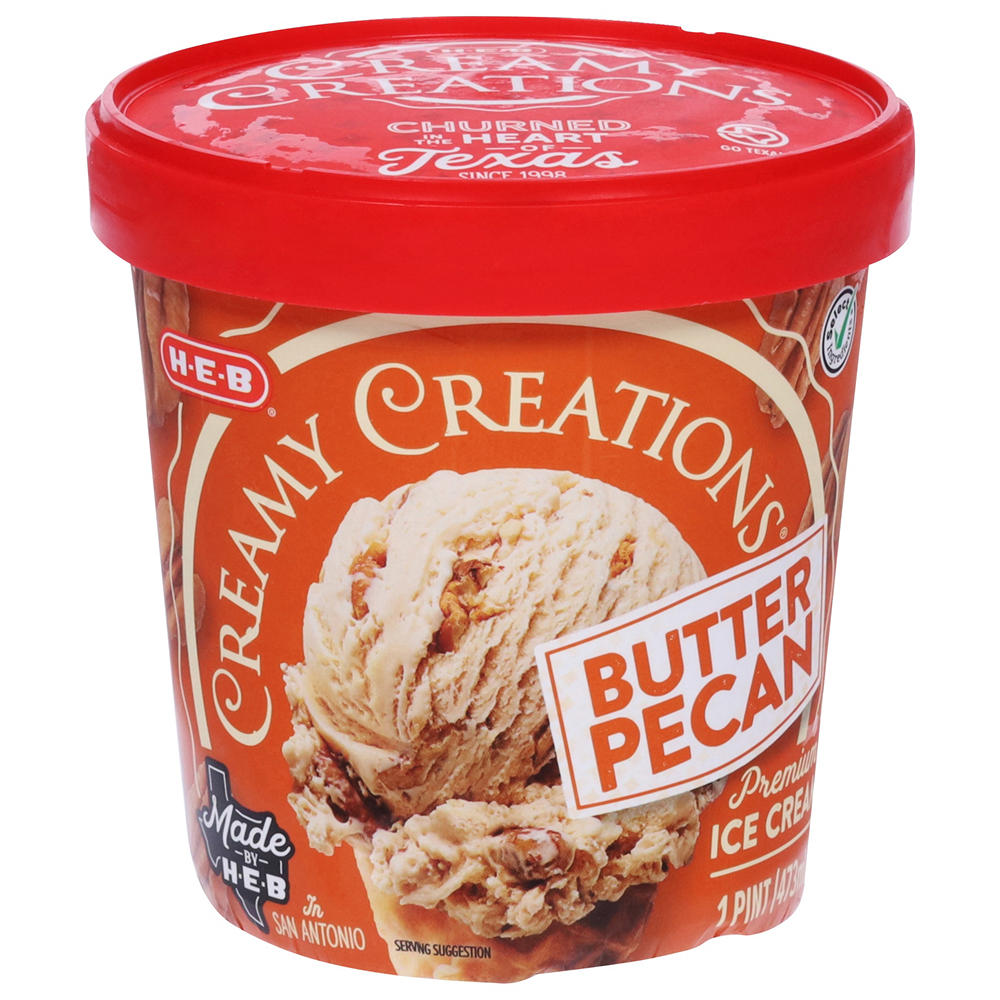 H-E-B Creamy Creations Butter Pecan Ice Cream, 1 pt