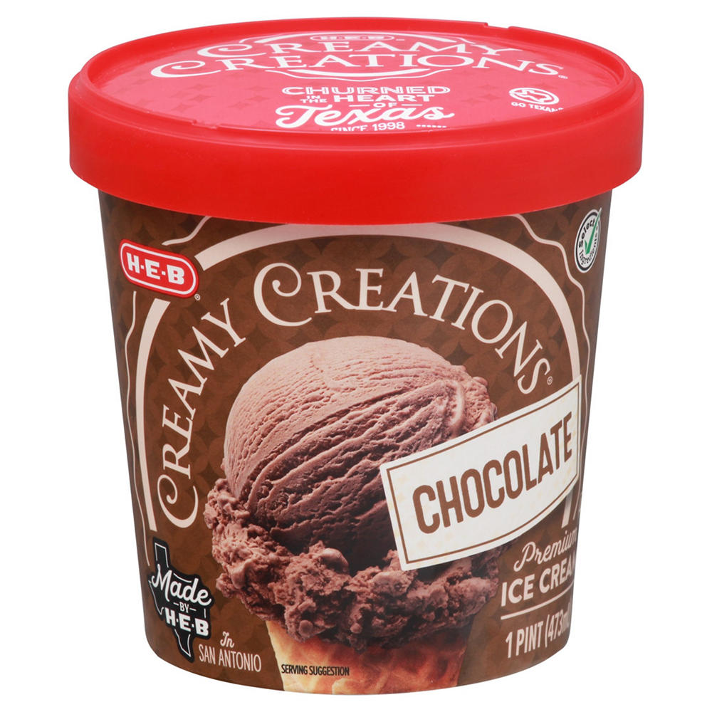 H-E-B Creamy Creations Chocolate Ice Cream, 1 pt