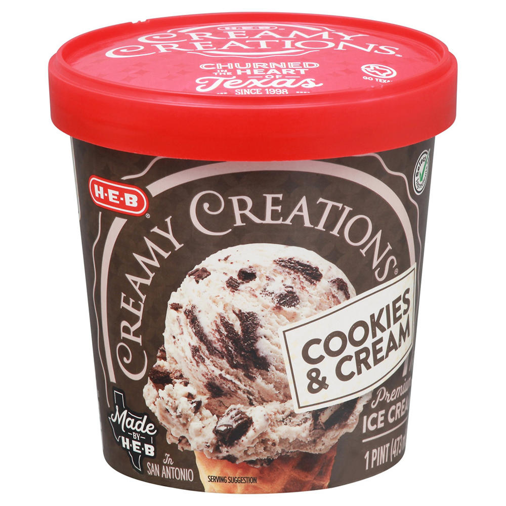 H-E-B Creamy Creations Cookies & Cream Ice Cream, 1 pt