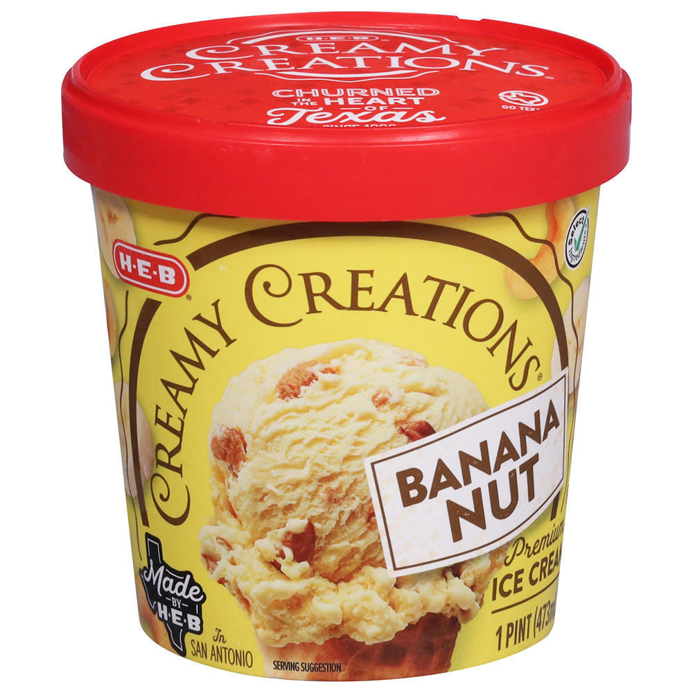 H-E-B Creamy Creations Banana Nut Ice Cream, 1 pt