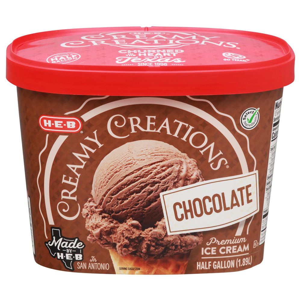 H-E-B Creamy Creations Chocolate Ice Cream, 1/2 gal