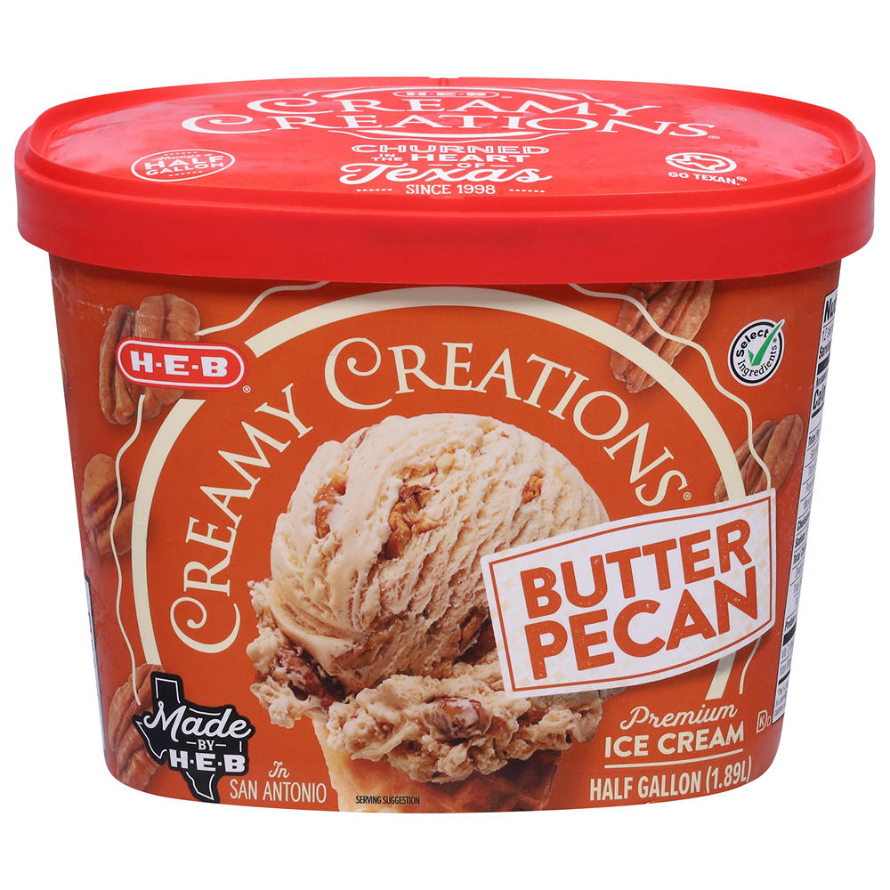 H-E-B Creamy Creations Butter Pecan Ice Cream, 1/2 gal