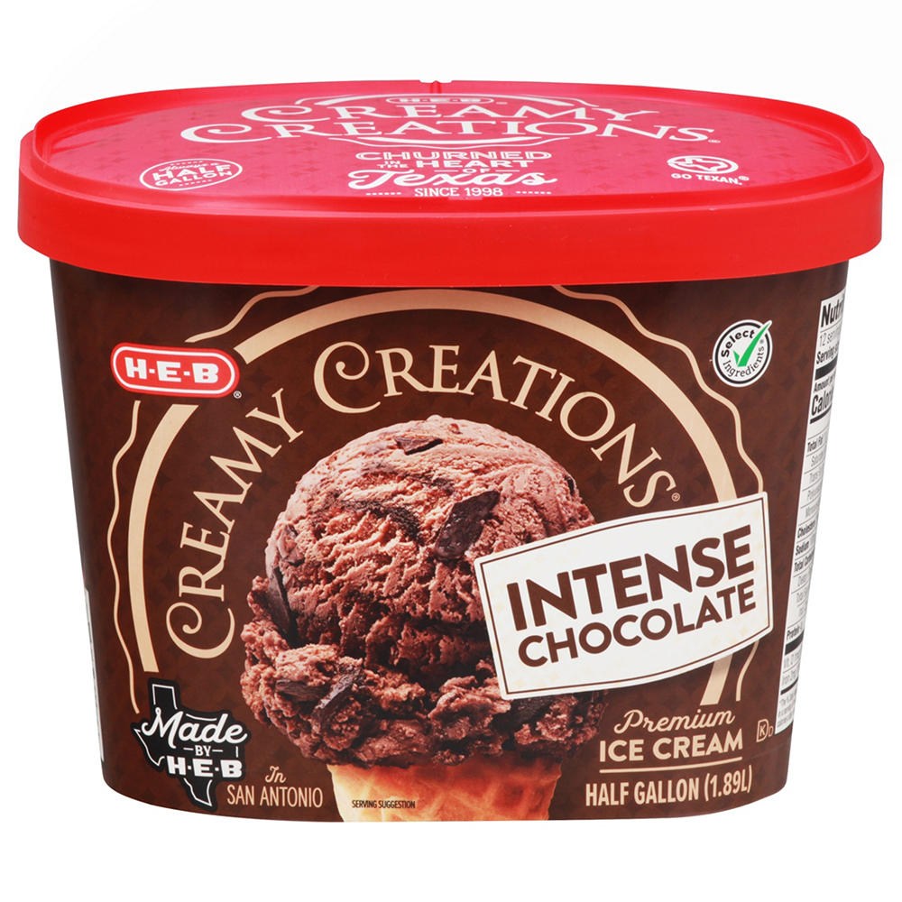 H-E-B Creamy Creations Intense Chocolate Ice Cream, 1/2 gal