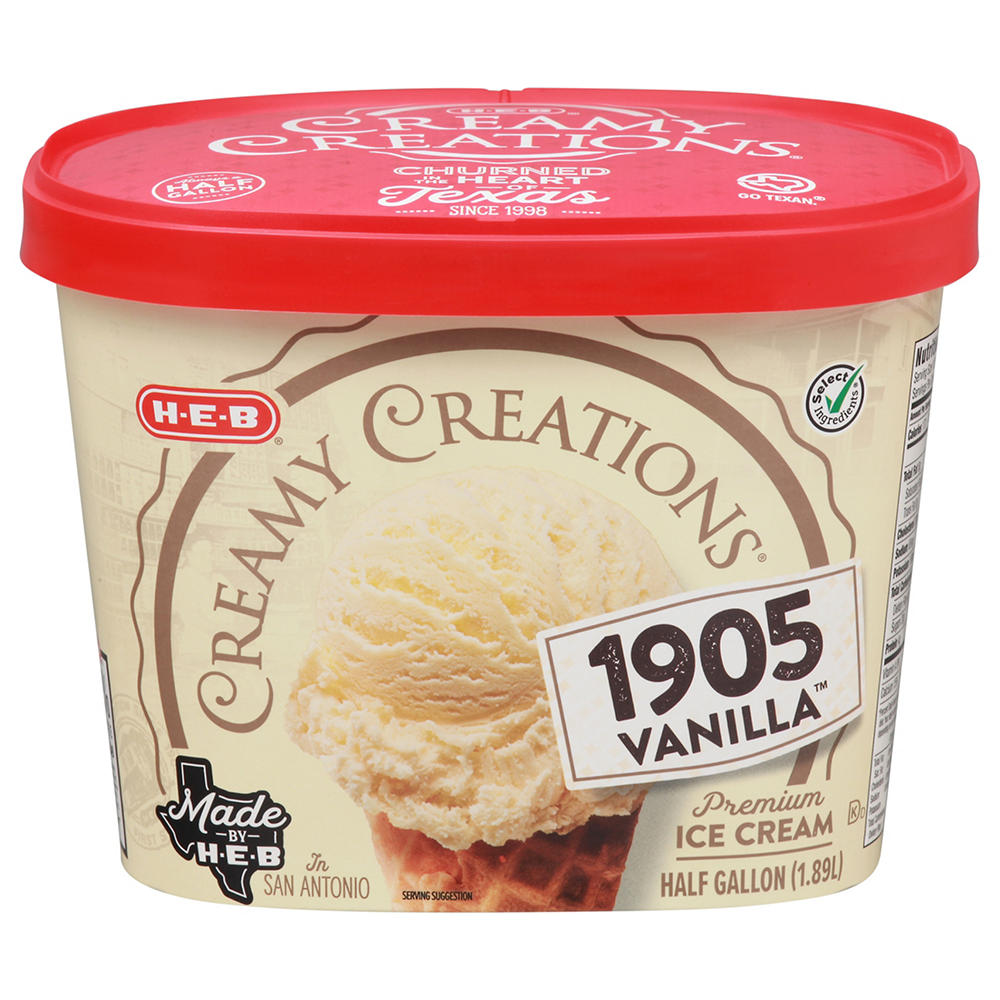 H-E-B Creamy Creations 1905 Vanilla Ice Cream, 1/2 gal