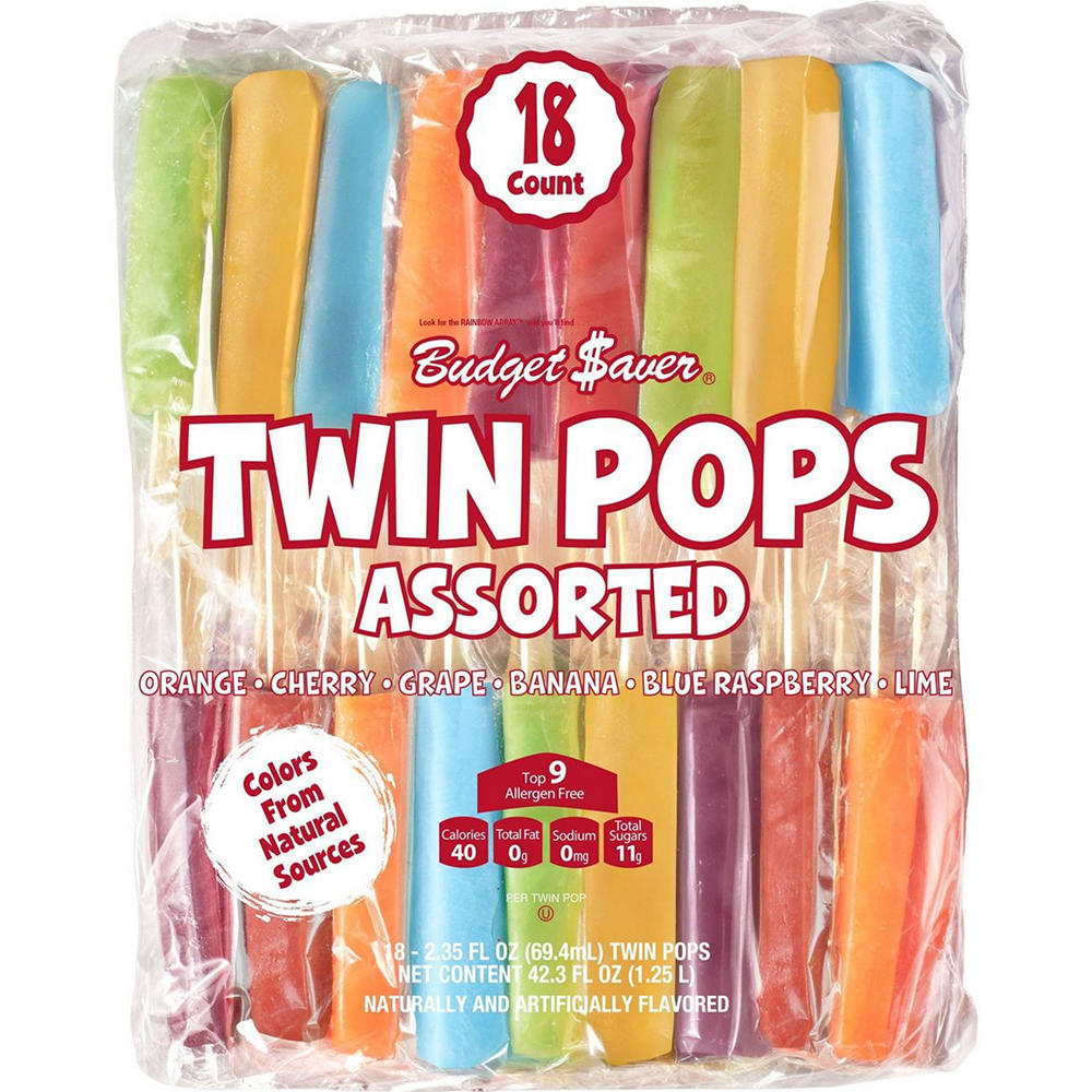 Budget Saver Assorted Classic Flavors Twin Pops, 18 ct