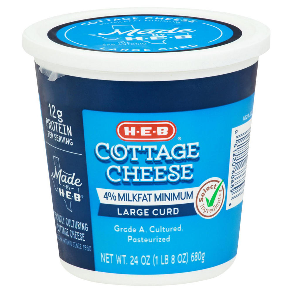 H-E-B Large Curd Cottage Cheese, 24 oz