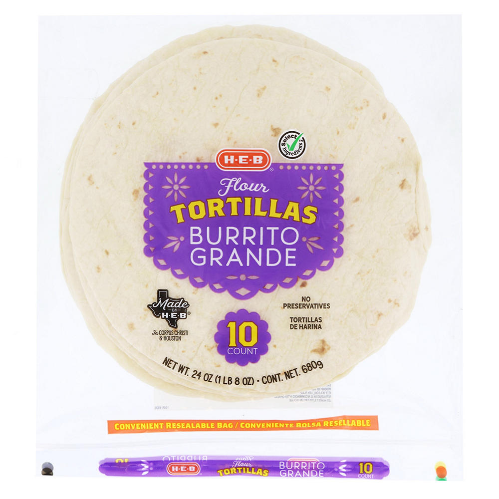 H-E-B Burrito Grande Flour Tortillas, 10 ct