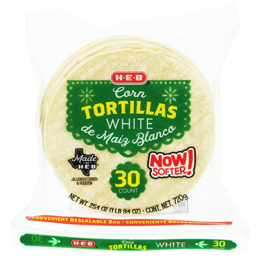 H-E-B White Corn Tortillas, 30 ct