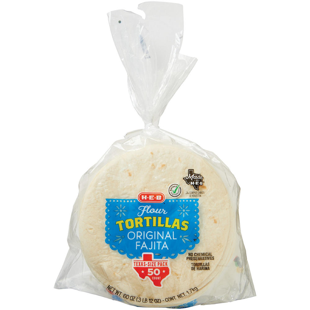 H-E-B Original Fajita Flour Tortillas - Texas-Size Pack, 50 ct
