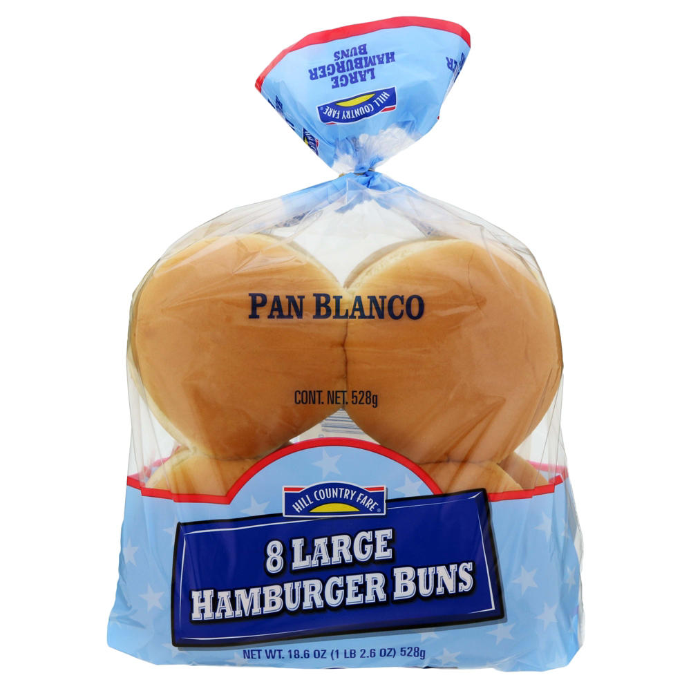 Hill Country Fare Large Hamburger Buns, 8 ct