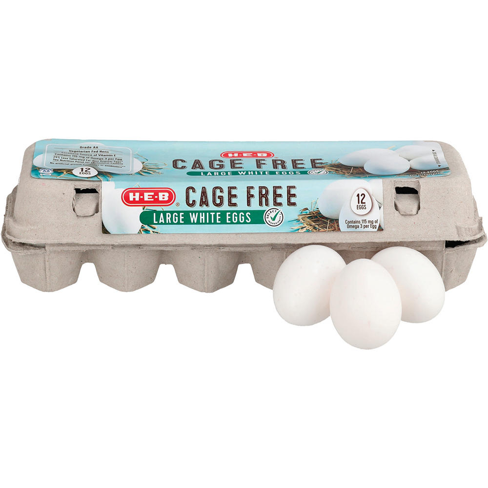 H-E-B Grade AA Cage Free Large White Eggs, 12 ct