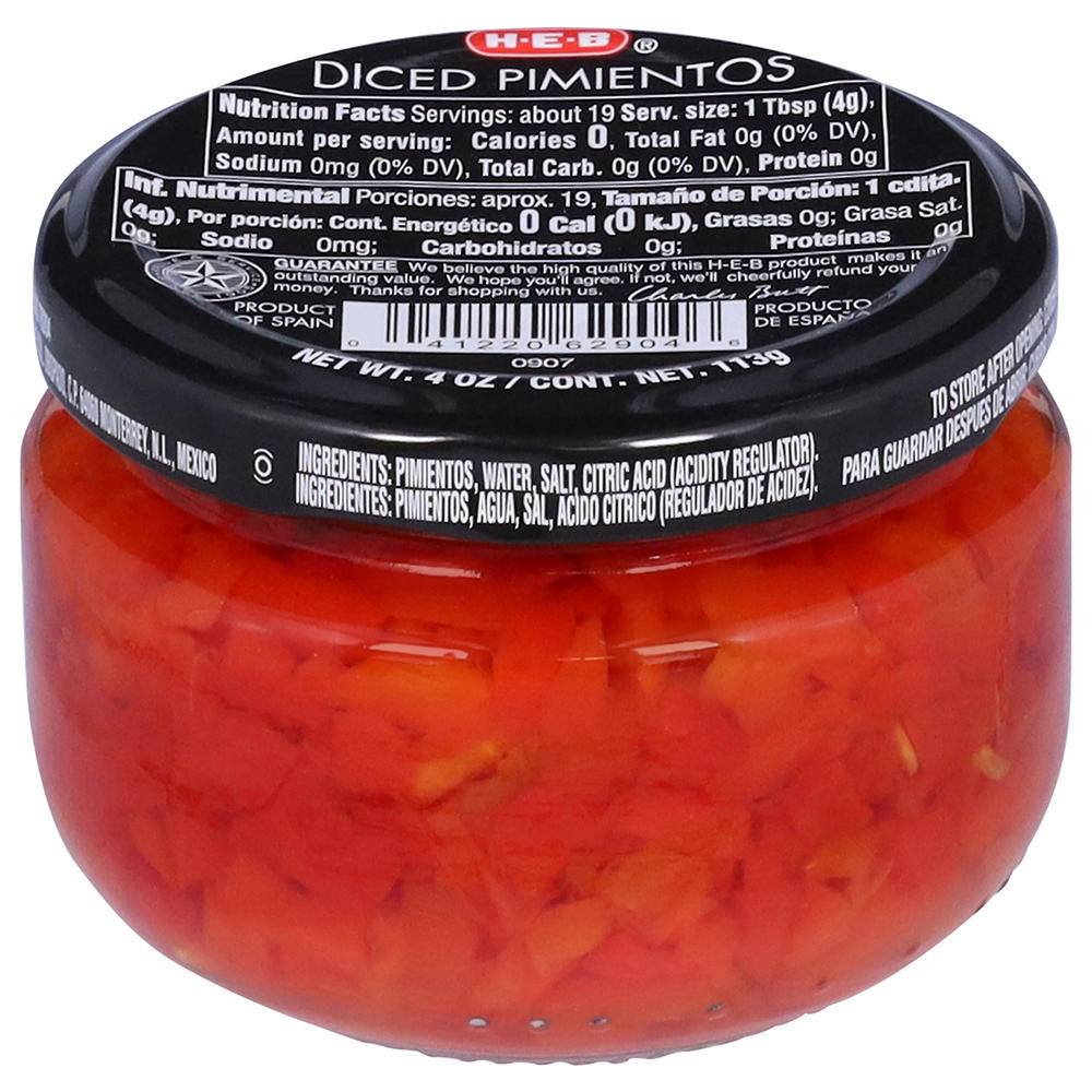 H-E-B Diced Pimientos, 4 oz