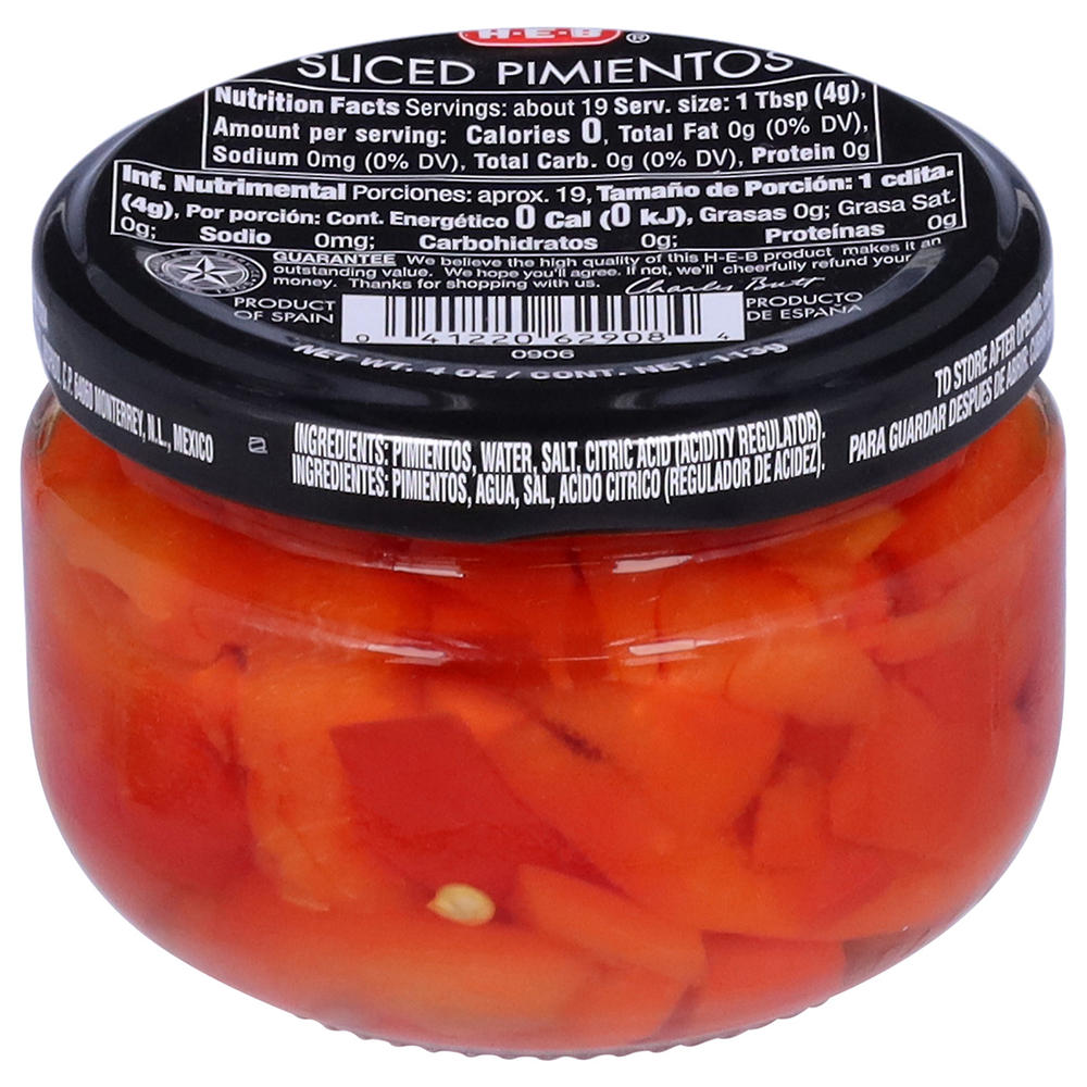 H-E-B Sliced Pimientos, 4 oz