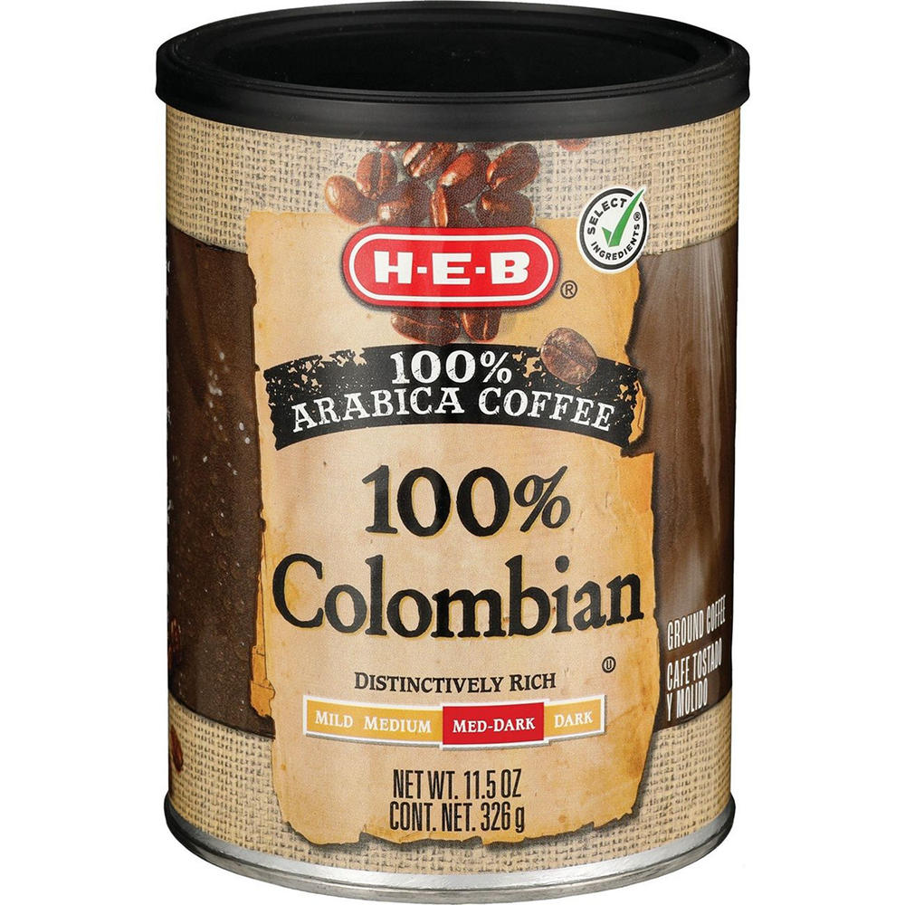 H-E-B 100% Colombian Med-Dark Roast Ground Coffee, 11.5 oz