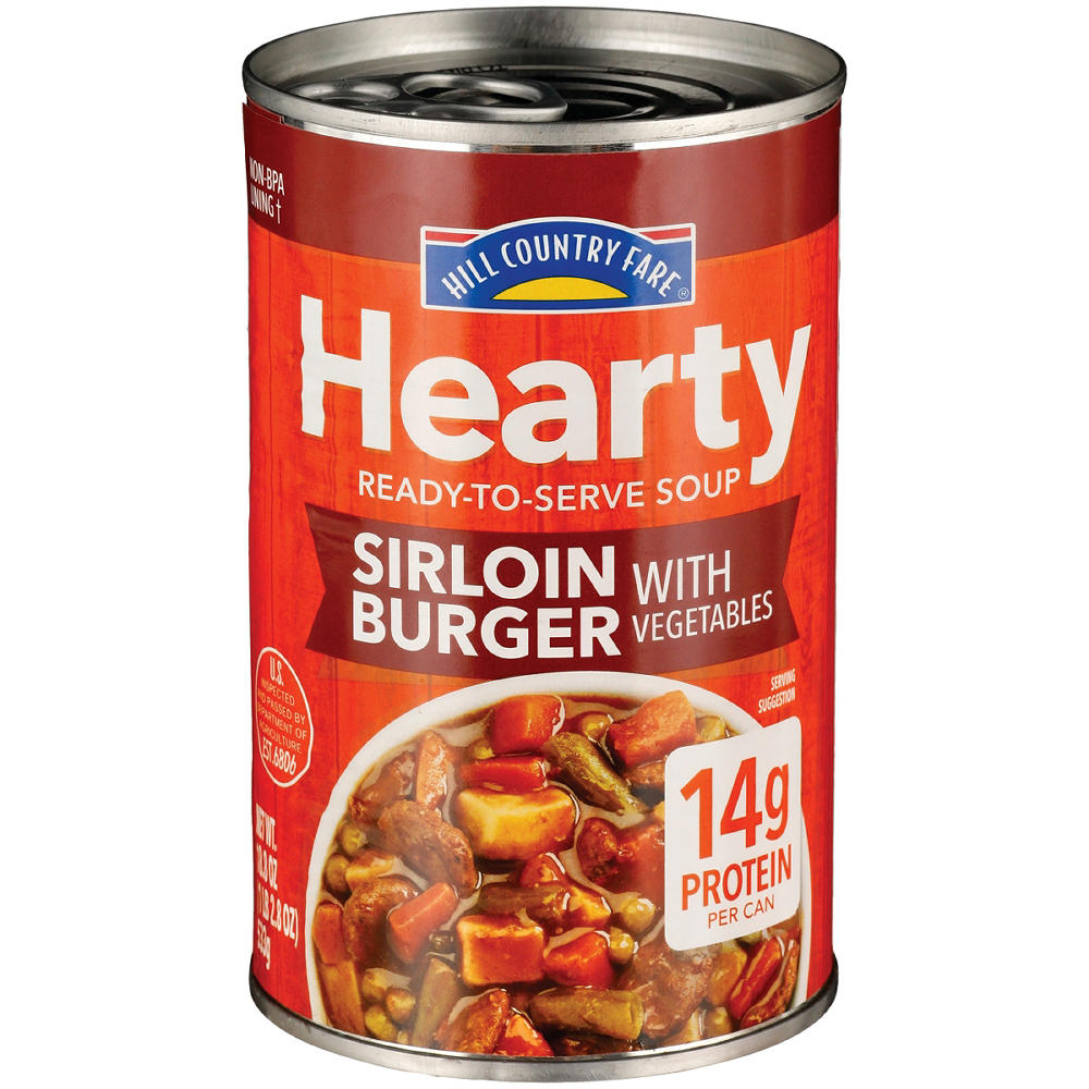 Hill Country Fare Chunky Sirloin Burger with Vegetables Soup, 18.8 oz