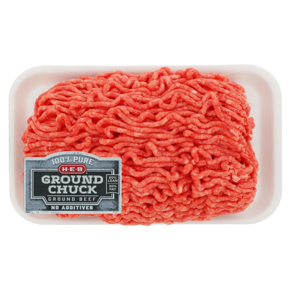 H-E-B 100% Pure Ground Beef Chuck, 80% Lean, Avg. 1.1 lbs