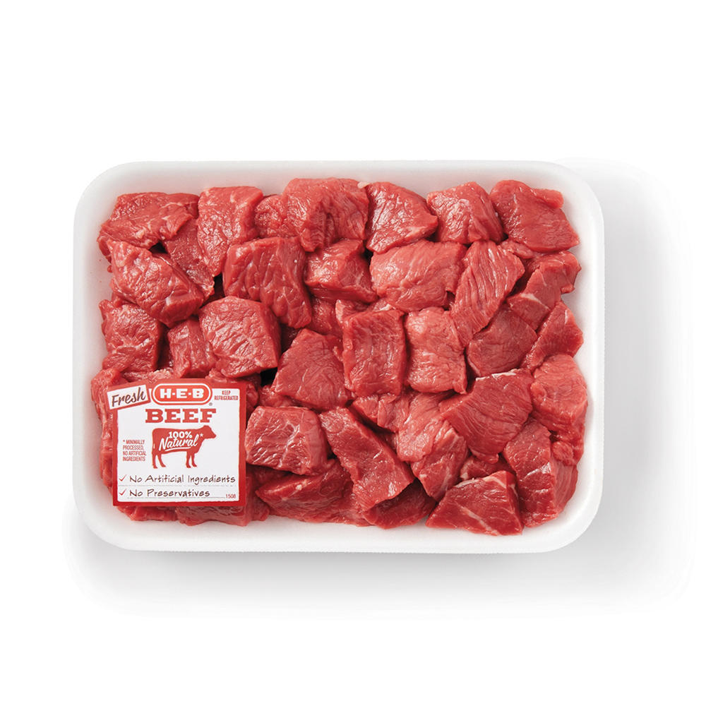 H-E-B Boneless Lean Beef Stew Meat, Avg. 1.2 lbs