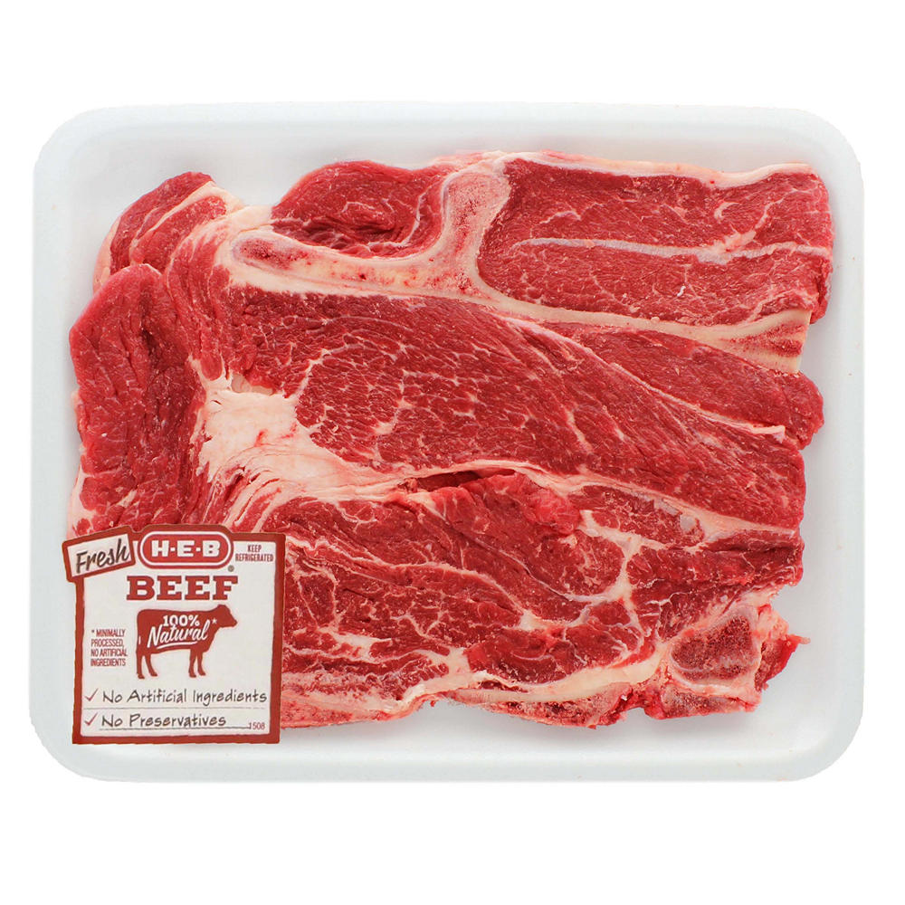 H-E-B Beef Chuck Steak Bone In Thin, USDA Select, Avg. 1.0 lb