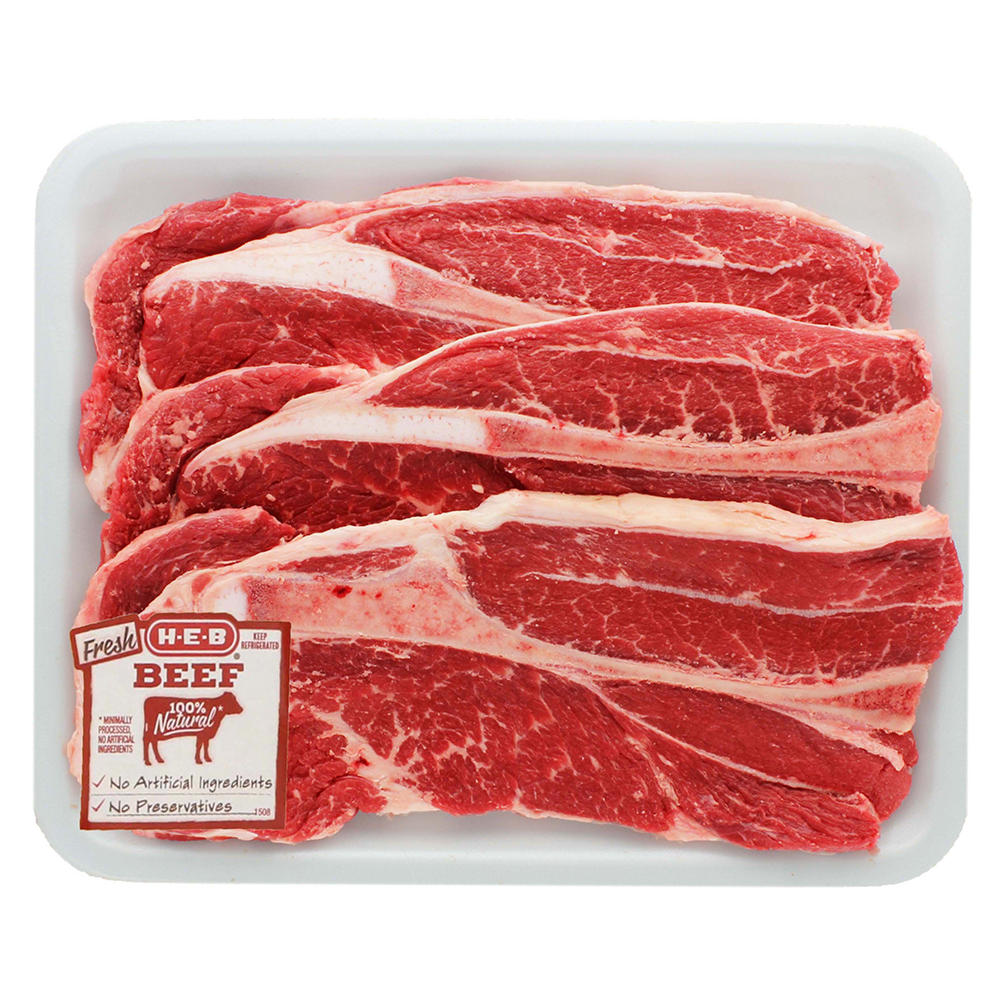 H-E-B Beef Shoulder Top Blade Steak Bone-In, USDA Select, 3-4 steaks, Avg. 1.25 lbs