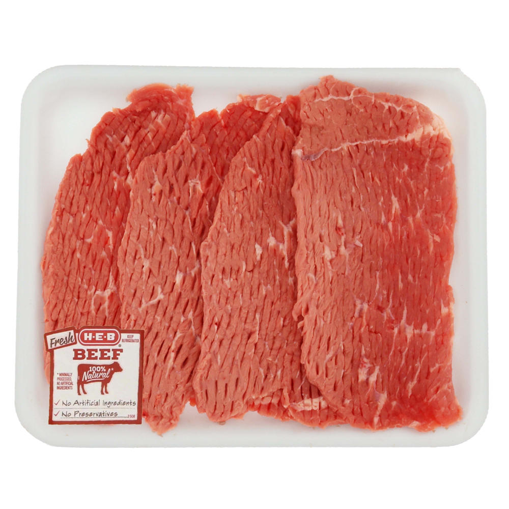 H-E-B Beef Bottom Round Steak Tenderized Thin, USDA Select , Avg. 0.75 lb