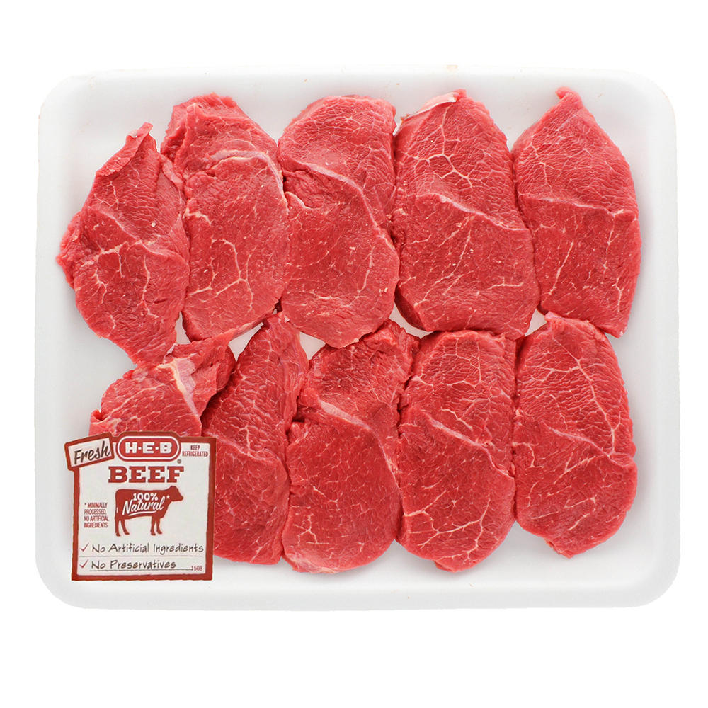 H-E-B Beef Mock Tender Steak Value Pack, USDA Select , Avg. 1.75 lbs