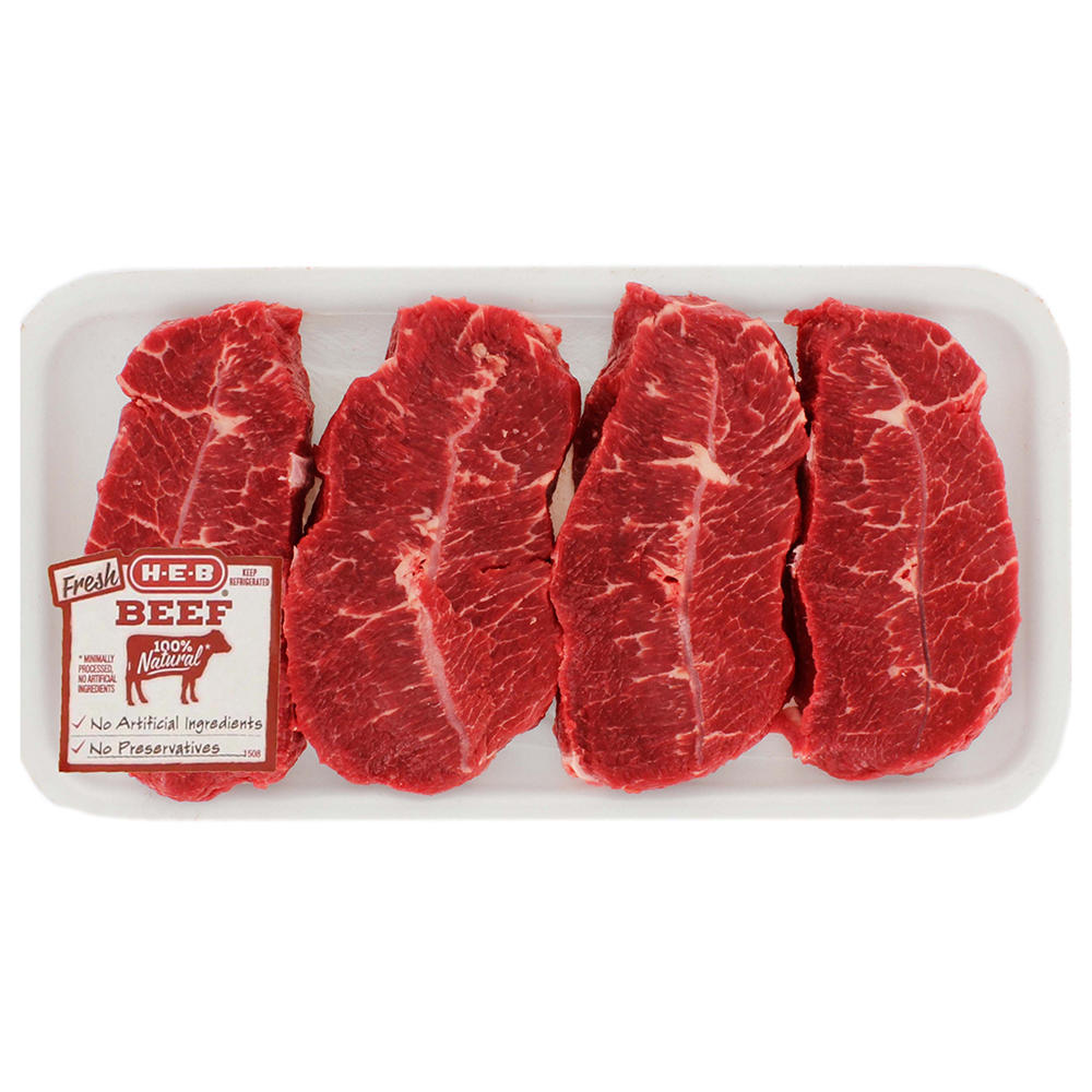 H-E-B Boneless Top Blade Beef Steaks, Thick Cut - USDA Select, Avg. 1.29 lbs