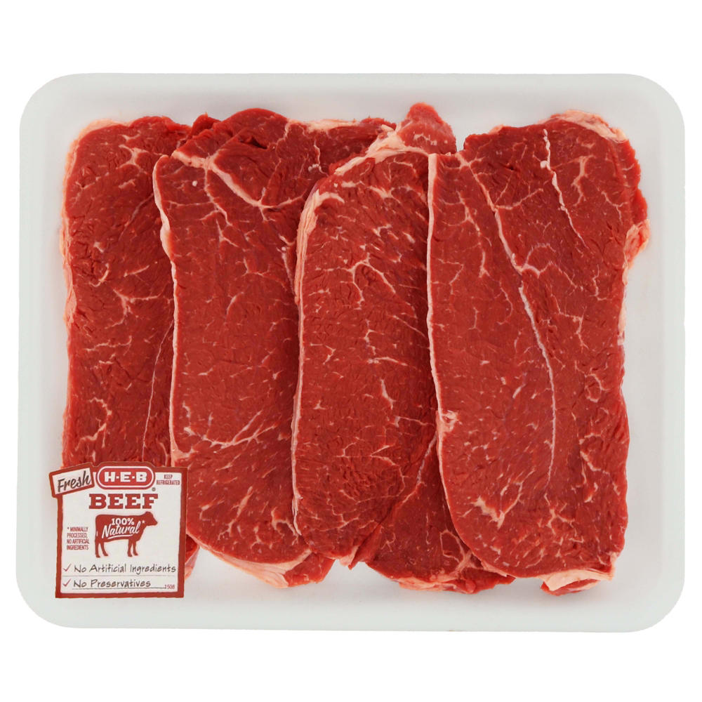 H-E-B Boneless Beef Shoulder Steaks, Thin Cut - USDA Select - Value Pack, Avg. 1.56 lbs