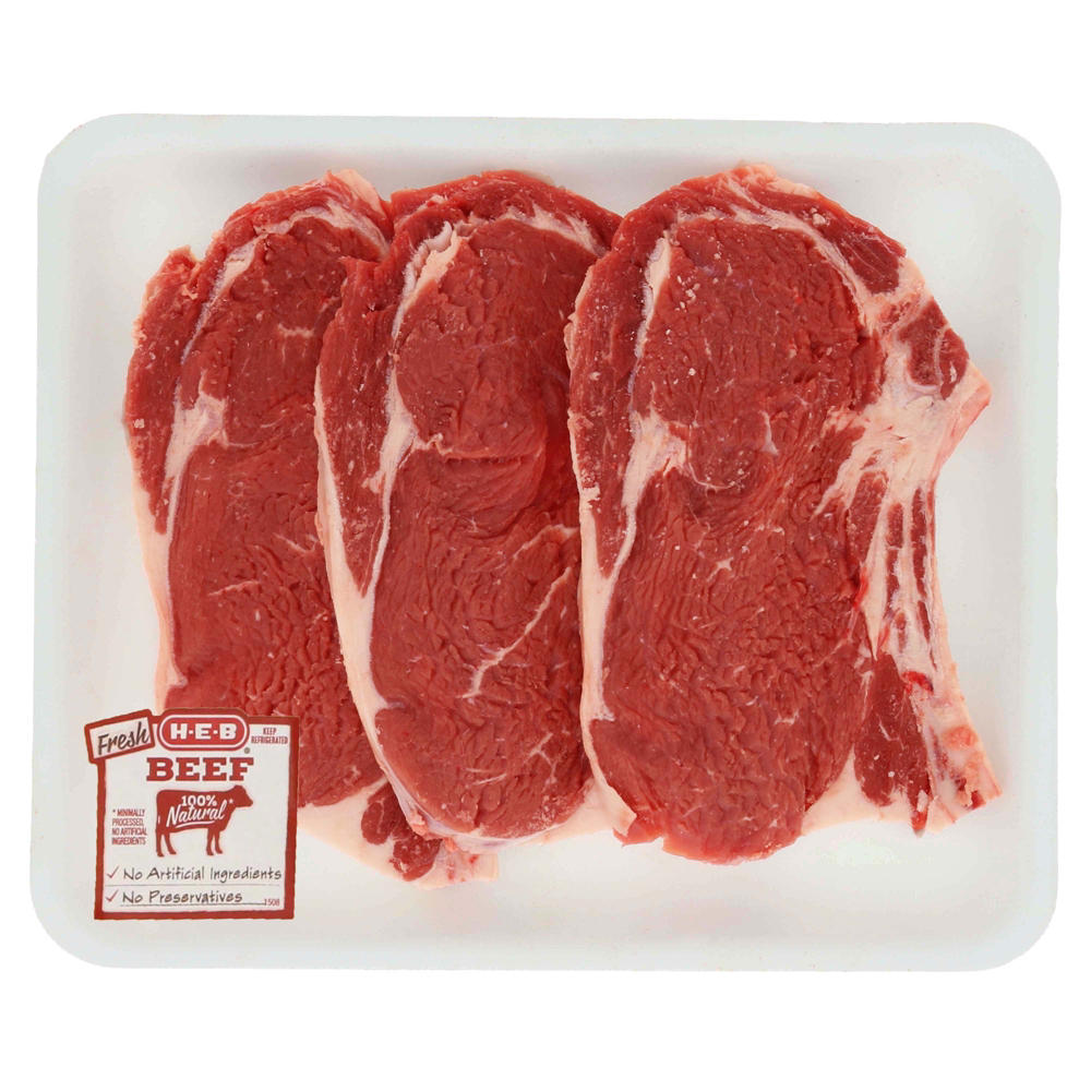 H-E-B Beef Ribeye Steak Bone-In Thin Value Pack, USDA Select , Avg. 2.4 lbs