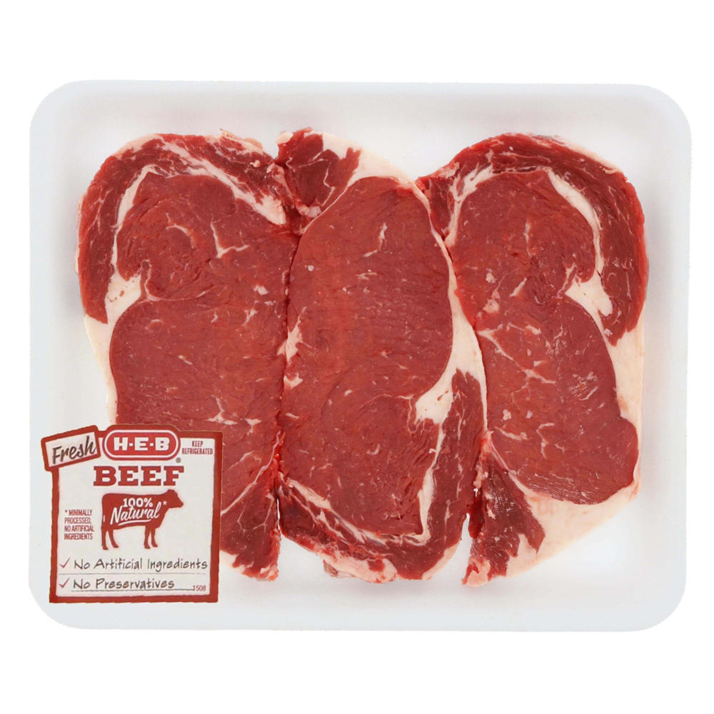 H-E-B Beef Ribeye Steak Boneless Thick Value Pack, USDA Select, Avg. 2.5 lbs