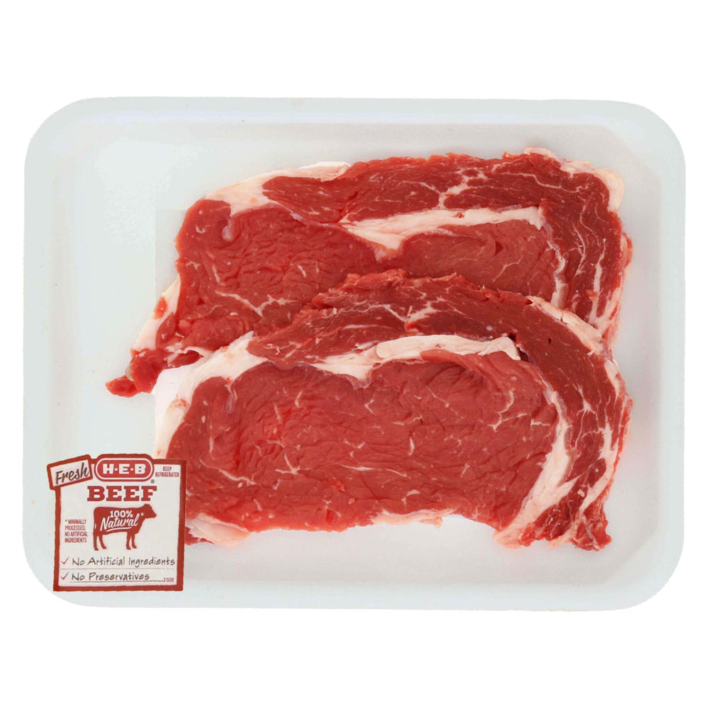 H-E-B Boneless Beef Ribeye Steak, Thin Cut - USDA Select, Avg. 0.81 lb