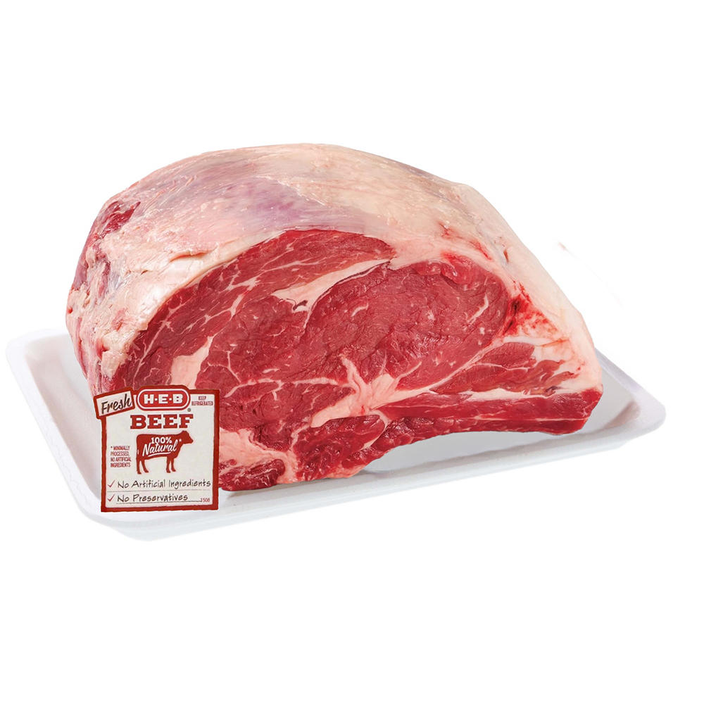 H-E-B Beef Bone-In Ribeye Roast, Large End 3-Rib, USDA Select, Avg. 6.5 lbs