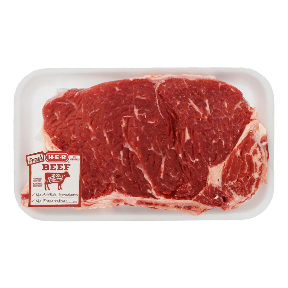 H-E-B Beef New York Strip Steak Bone-In, USDA Select, Avg. 0.86 lb