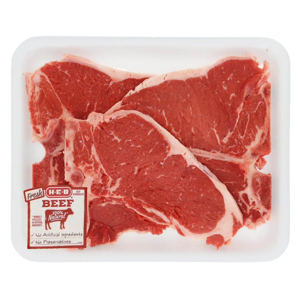 H-E-B Beef T-Bone Steak Value Pack, USDA Select, Avg. 2.2 lbs