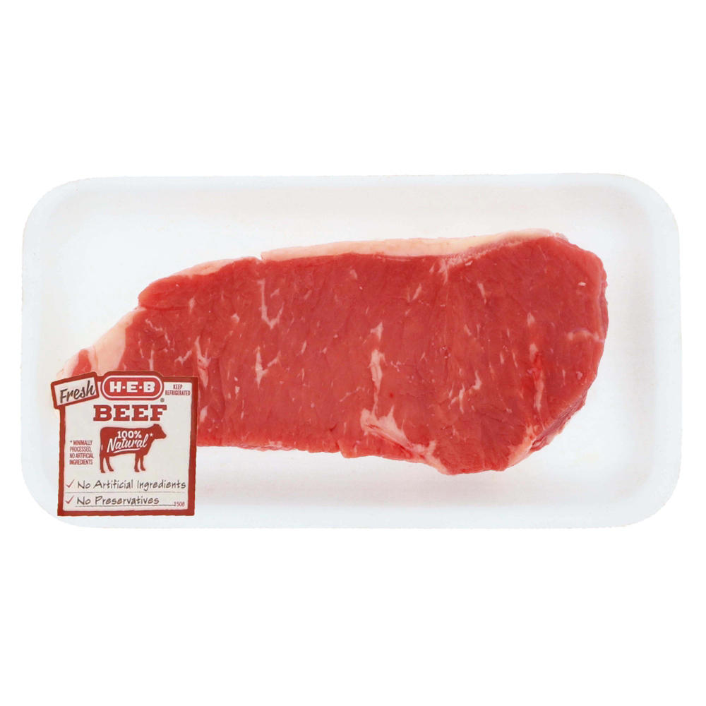H-E-B Boneless Beef New York Strip Steak, Thick Cut - USDA Select, Avg. 0.8 lb