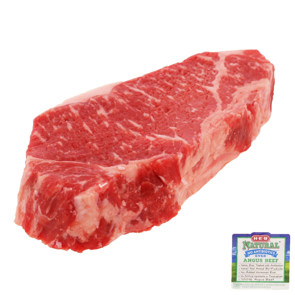 H-E-B Natural Boneless Beef New York Strip Steak, USDA Choice, Avg. 0.75 lb
