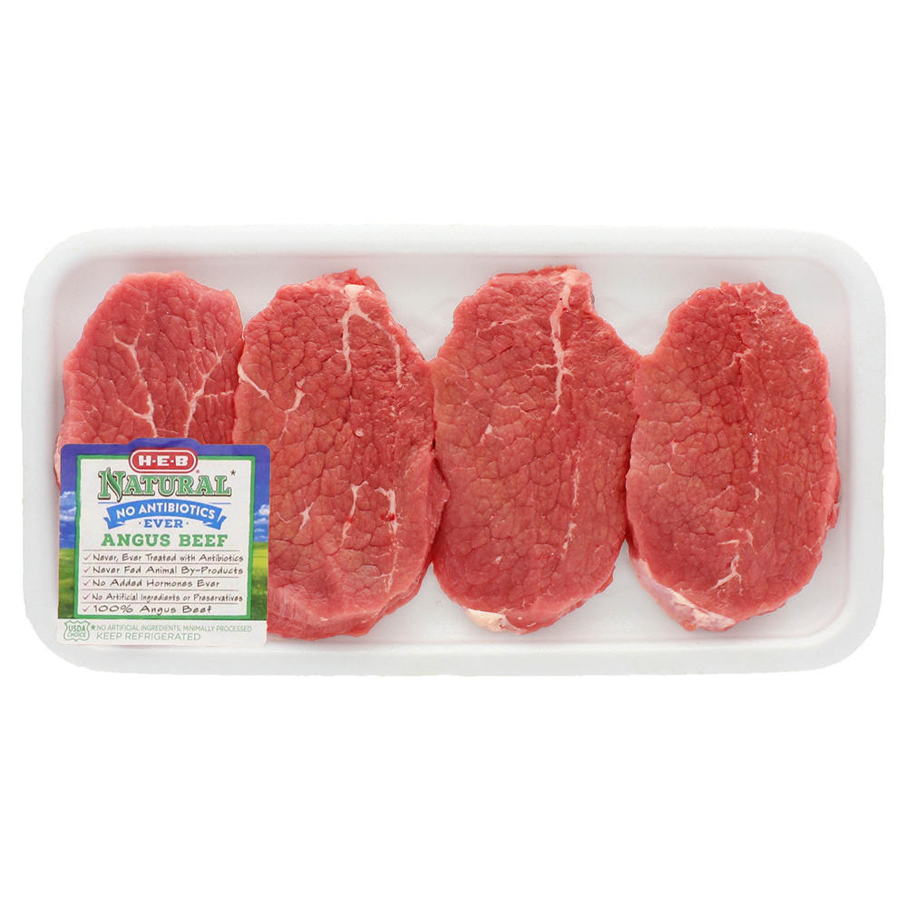 H-E-B Natural Beef Eye of Round Steak Boneless, USDA Choice, Avg. 0.75 lb