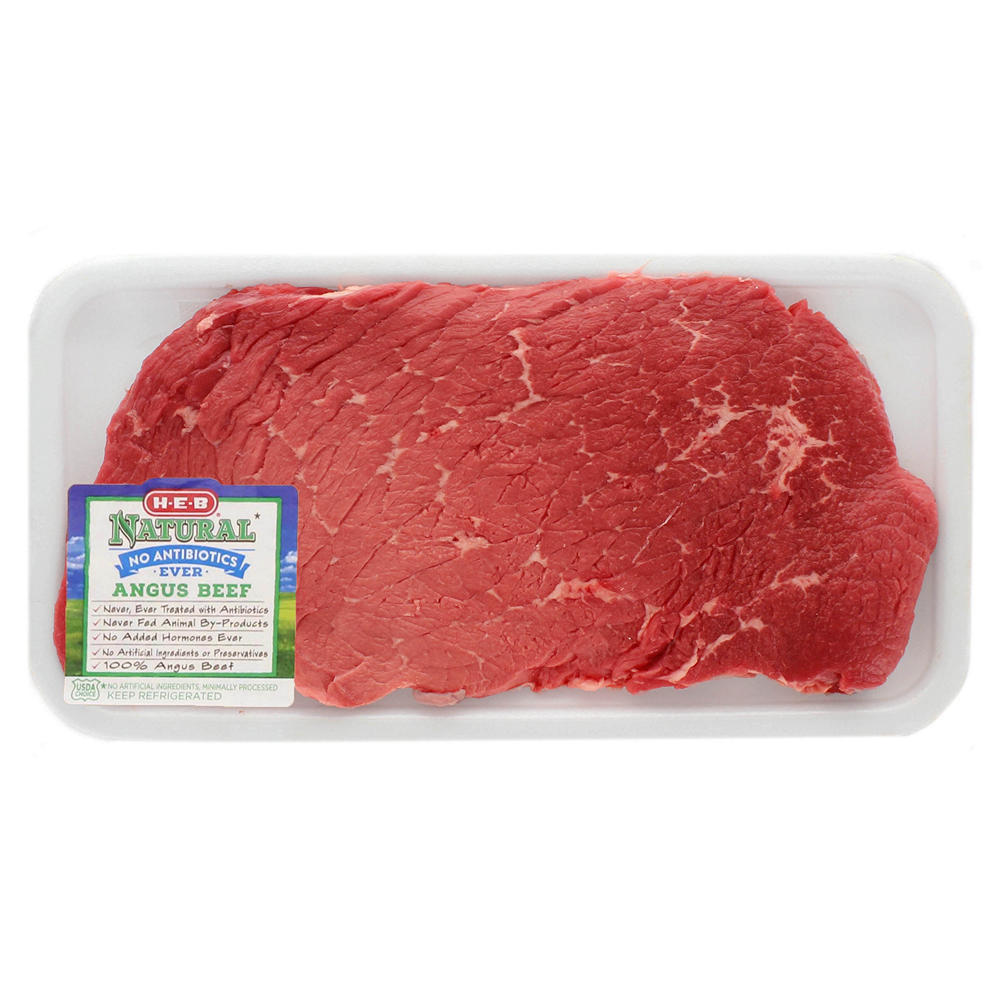 H-E-B Natural Beef Top Round Steak Boneless, USDA Choice, Avg. 0.75 lb