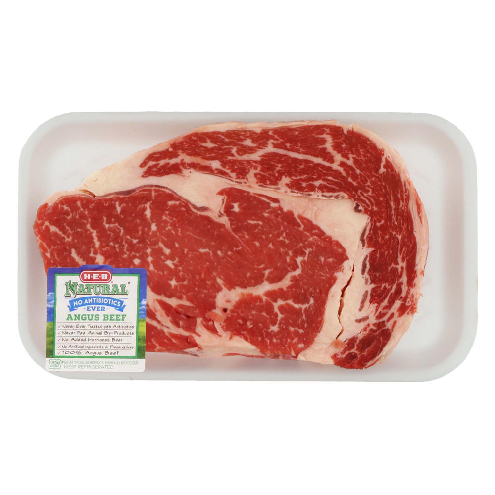 H-E-B Natural Beef Ribeye Steak Boneless, USDA Choice, Avg. 0.93 lb