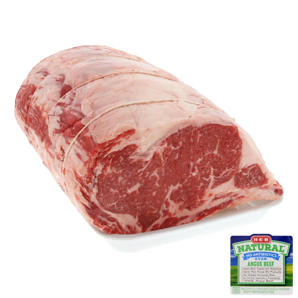 H-E-B Natural Angus Beef Small End 4-Rib Ribeye Roast - Cut & Tied, Avg. 10.0 lbs