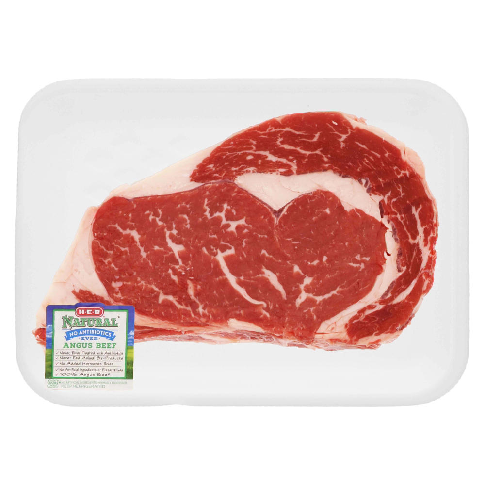 H-E-B Natural Beef Ribeye Steak Boneless Thick, USDA Choice, Avg. 1.0 lb
