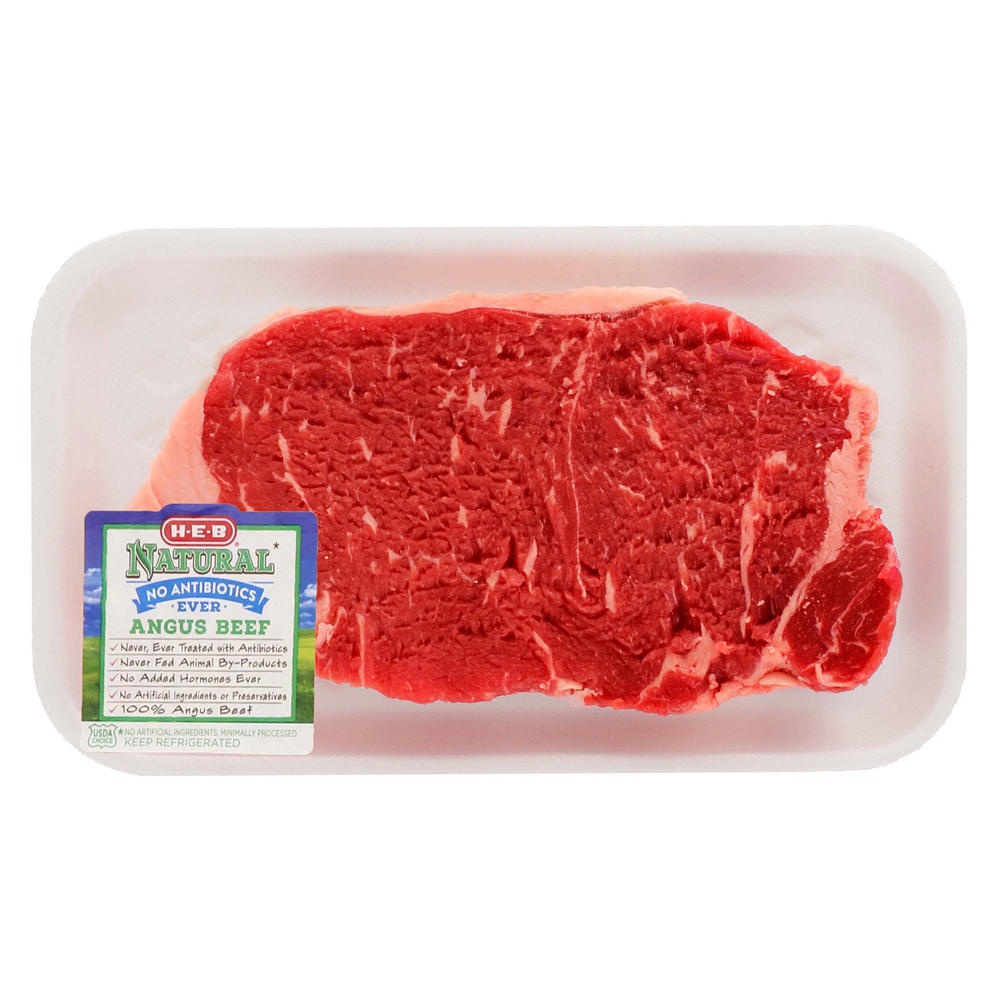 H-E-B Natural Beef New York Strip Steak Boneless, USDA Choice, Avg. 0.77 lb