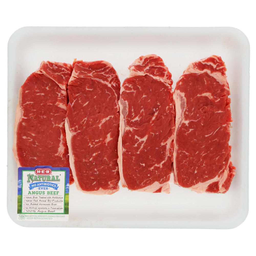 H-E-B Natural Beef New York Strip Steak Boneless Value Pack, USDA Choice , Avg. 2.9 lbs