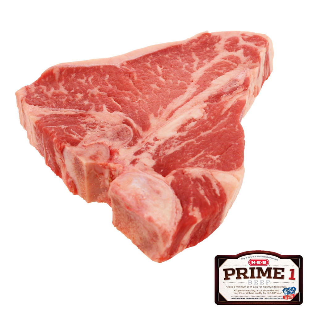 H-E-B Prime 1 Beef Bone-in T-Bone Steak, Avg. 1.75 lbs