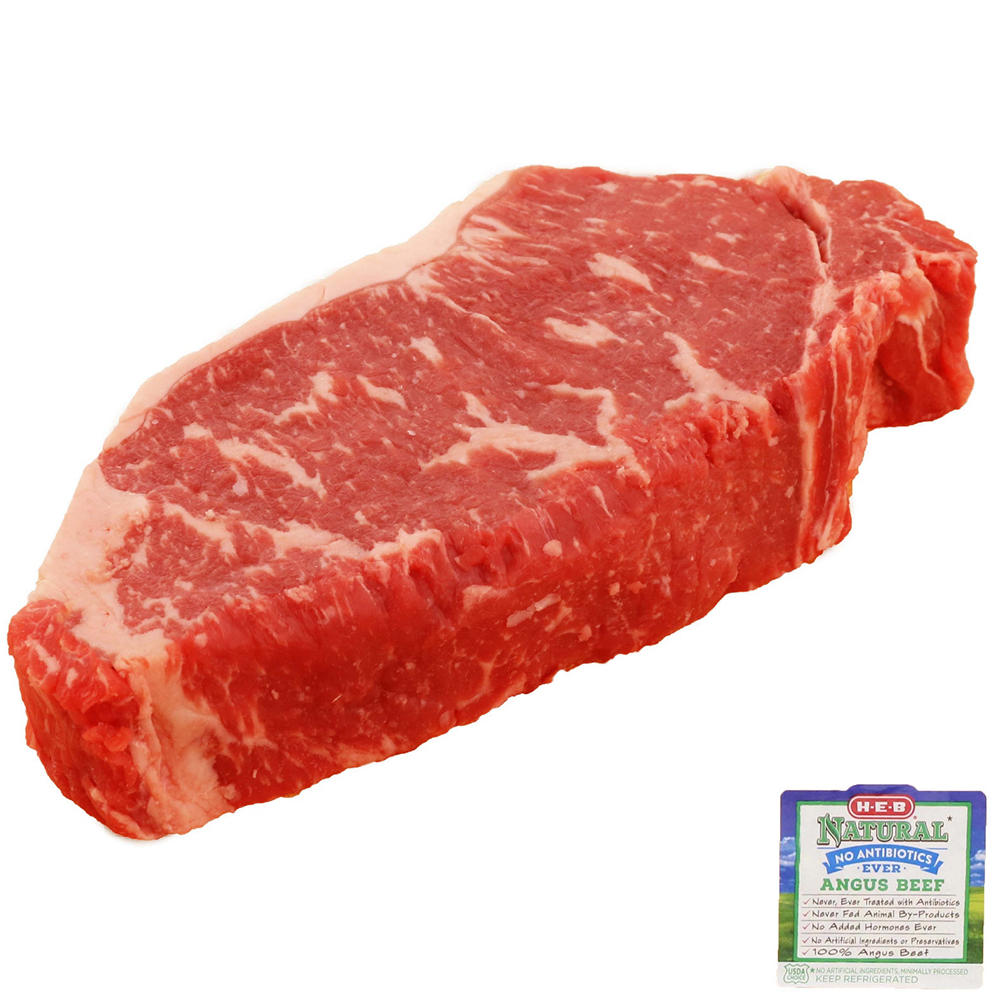 H-E-B Natural Boneless Beef New York Strip Steak, Thick Cut - USDA Choice, Avg. 1.5 lbs